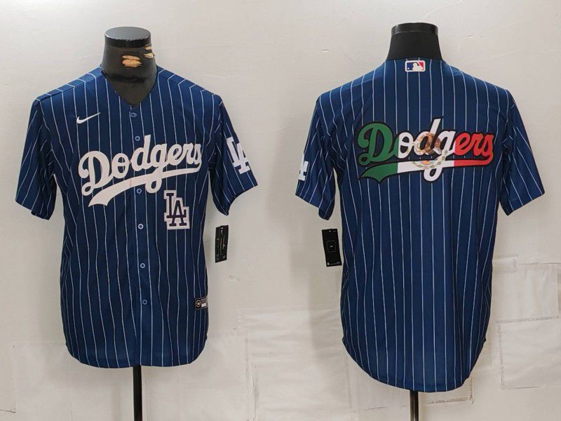 Men Los Angeles Dodgers Blank Blue Stripe Game 2024 Nike MLB Jersey style 4